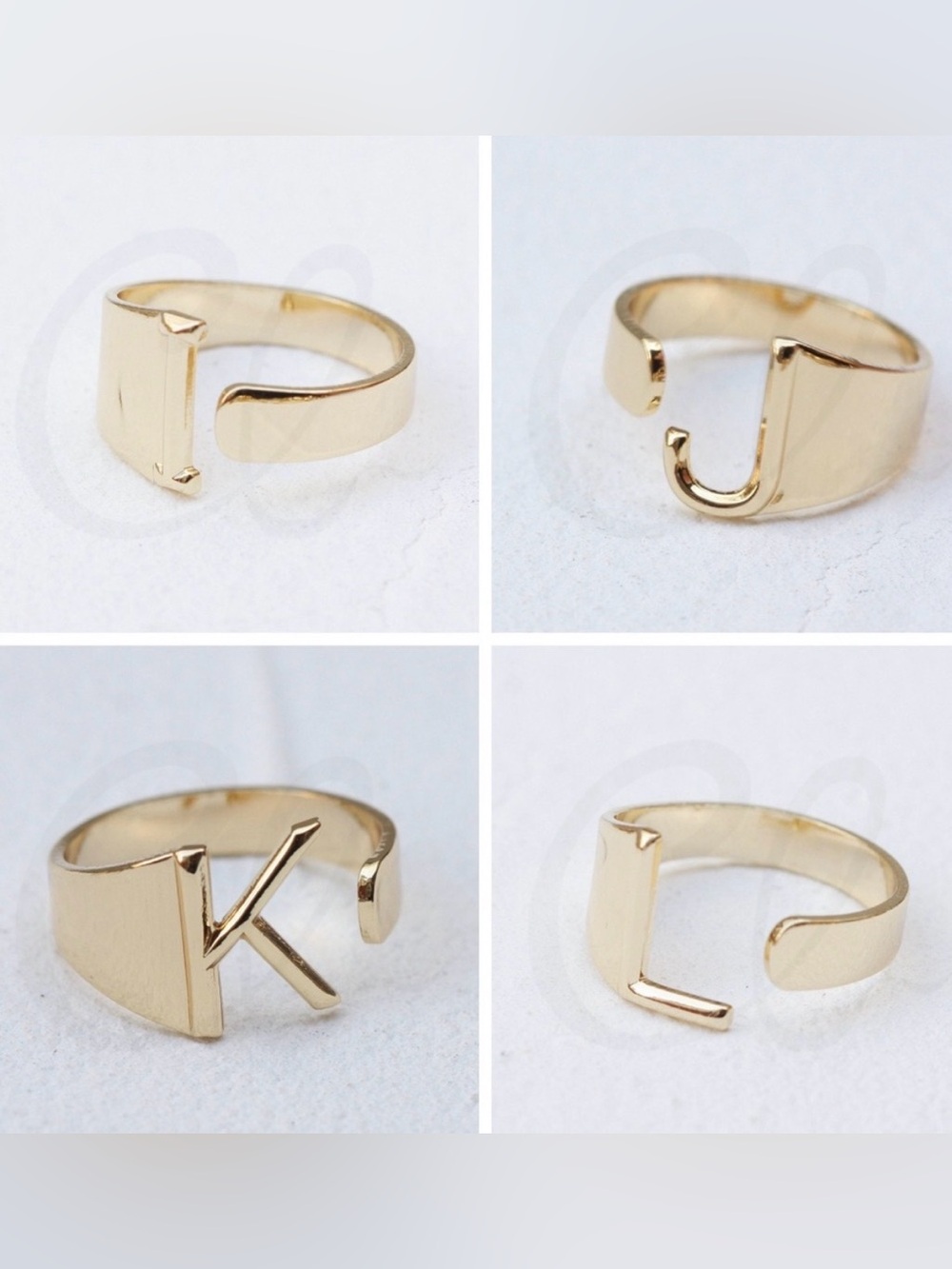 Plunder Gold Letter Monogram Ring — Shiny Gold Initial Band - Picture 5 of 8